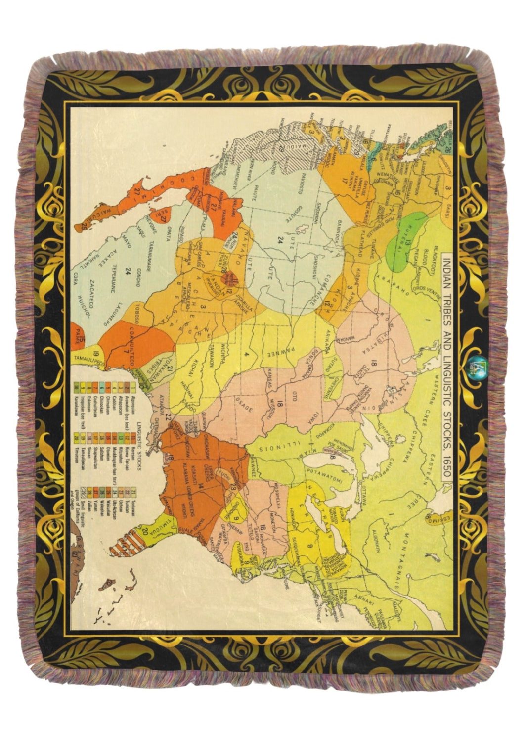 A4 1650 Map Ultra-Soft Fringe Blanket 60"x80"