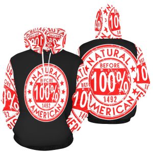 100% ORIGINAL NATURAL AMERICAN RED/WHITE HOODIE