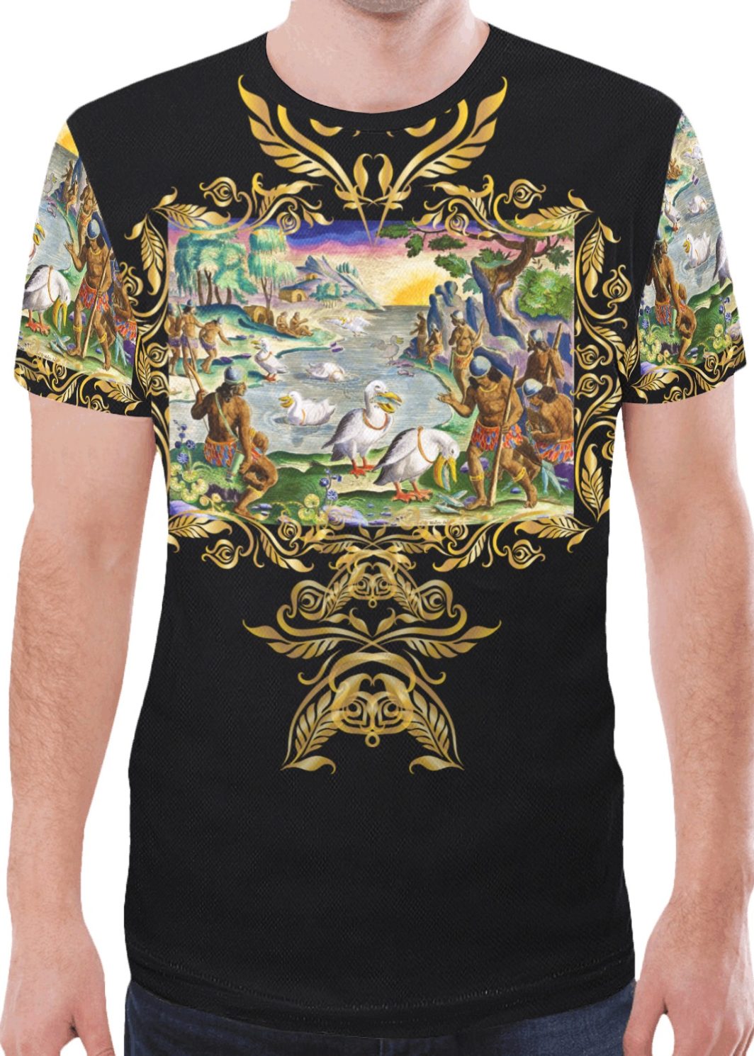 AMERICAN PARADISE AOP BLACK New All Over Print T-shirt for Men (Model T45)