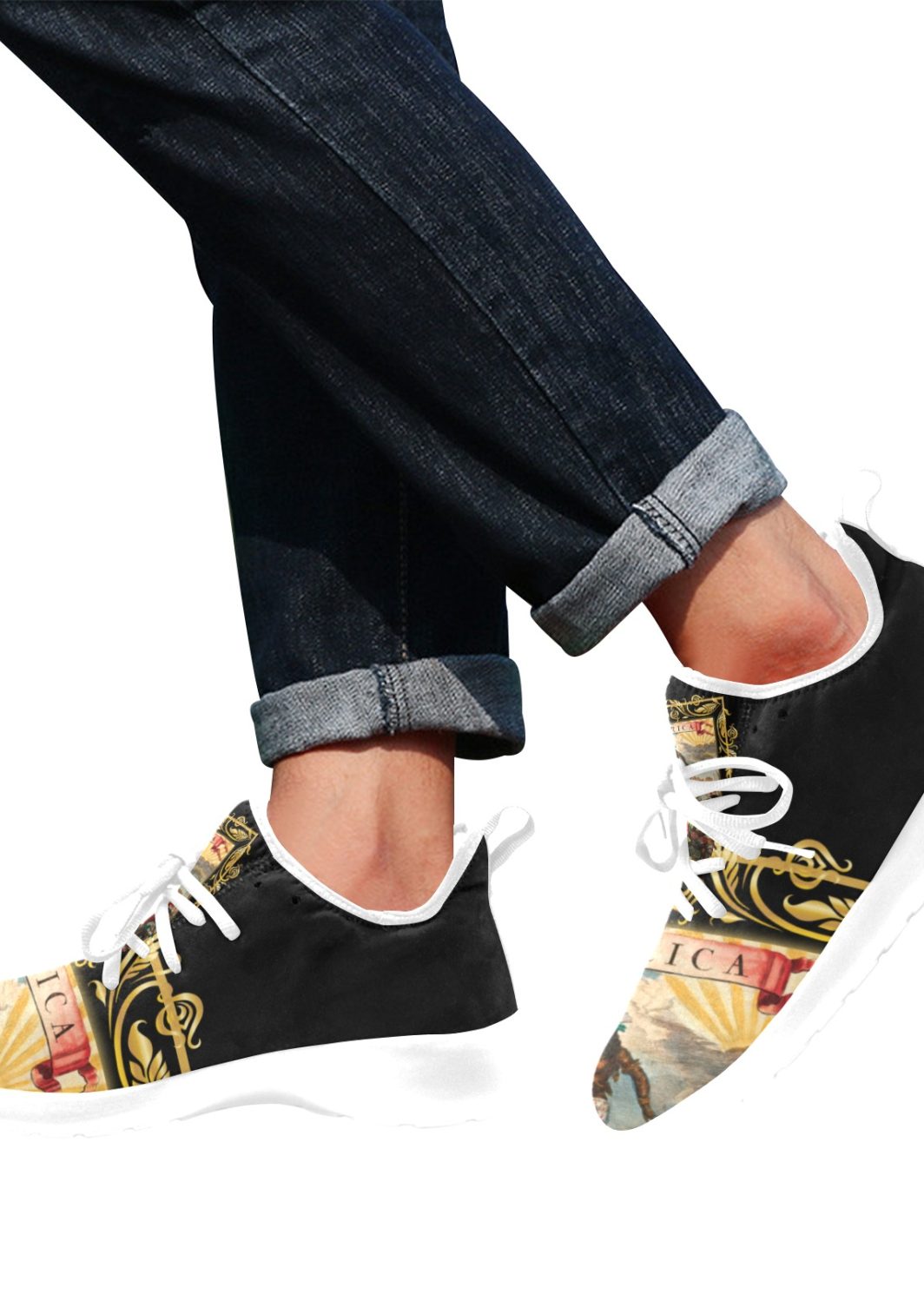 AMERICA EXCLUSIVE-WHITE Men's One-Piece Vamp Sneakers (Model  67502)