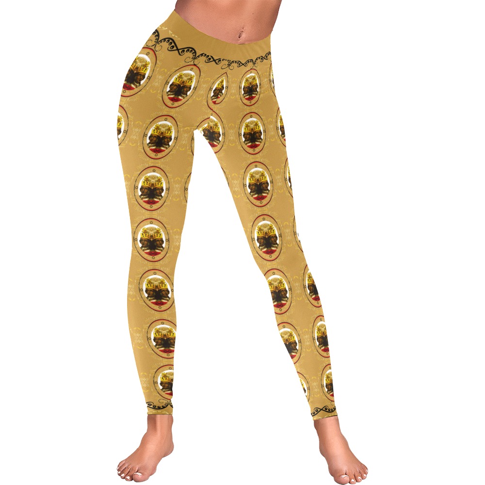 Empress Leggings Honey Brown No Pockets 2022 Women's Low Rise Leggings (Invisible Stitch) (Model L05)