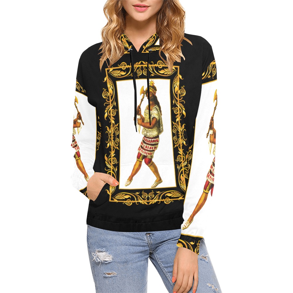 Empress Uqllu Black Hoodie 2022 All Over Print Hoodie for Women (USA Size) (Model H13)