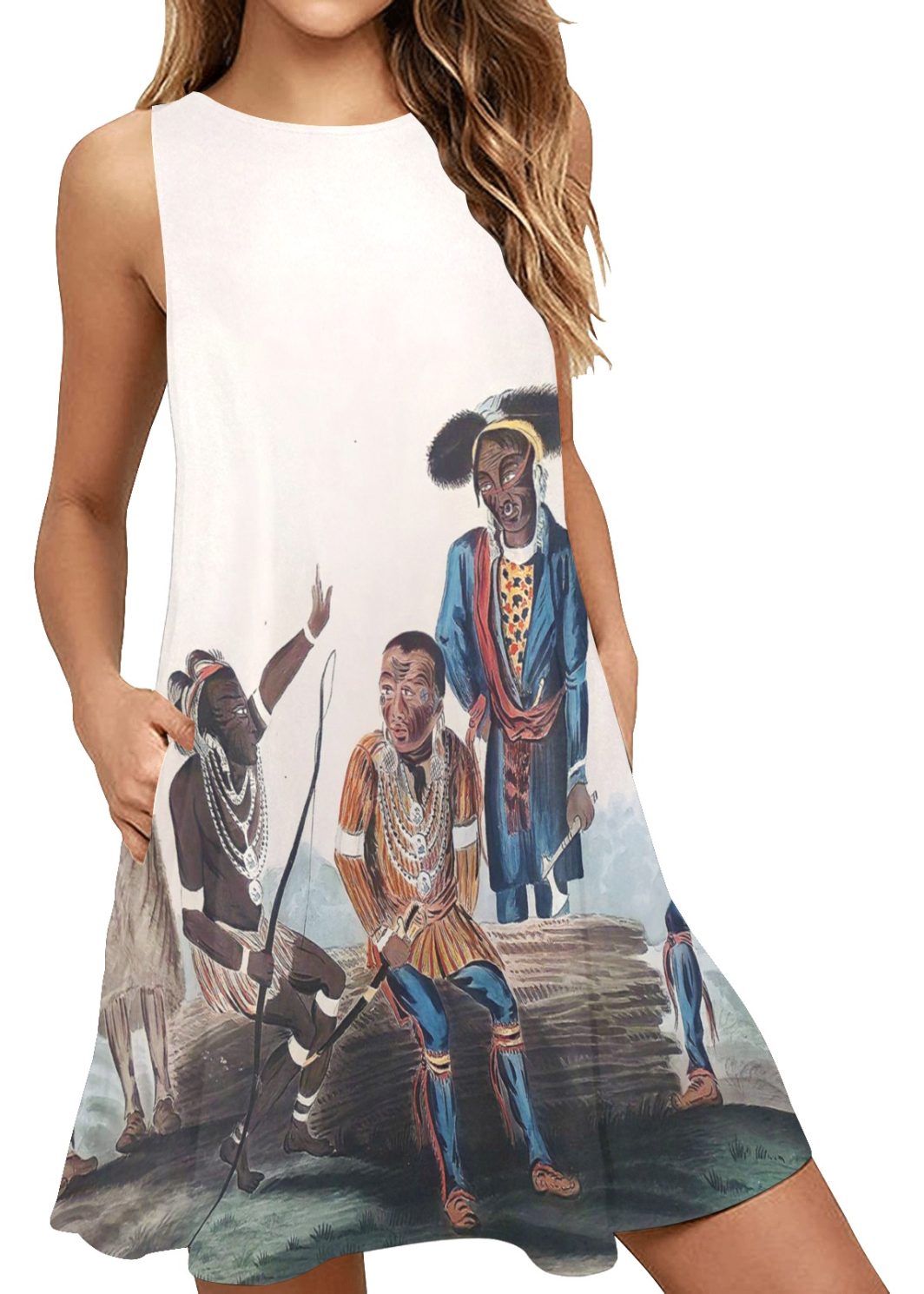 Chippewa-0 Sleeveless A-Line Pocket Dress (Model D57)