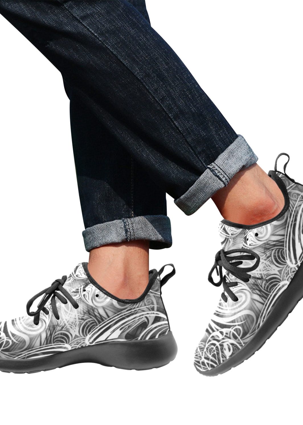 AOL-DS-4-BLK Men's One-Piece Vamp Sneakers (Model  67502)