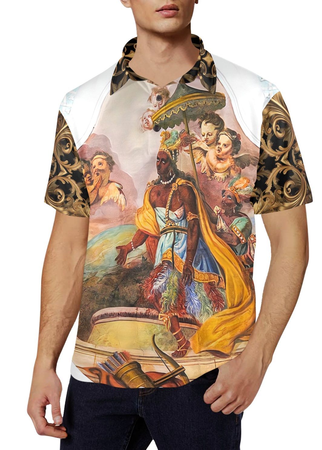 AMERICA-2024-FRESCO-polo Men's All Over Print Polo Shirt (Model T55)