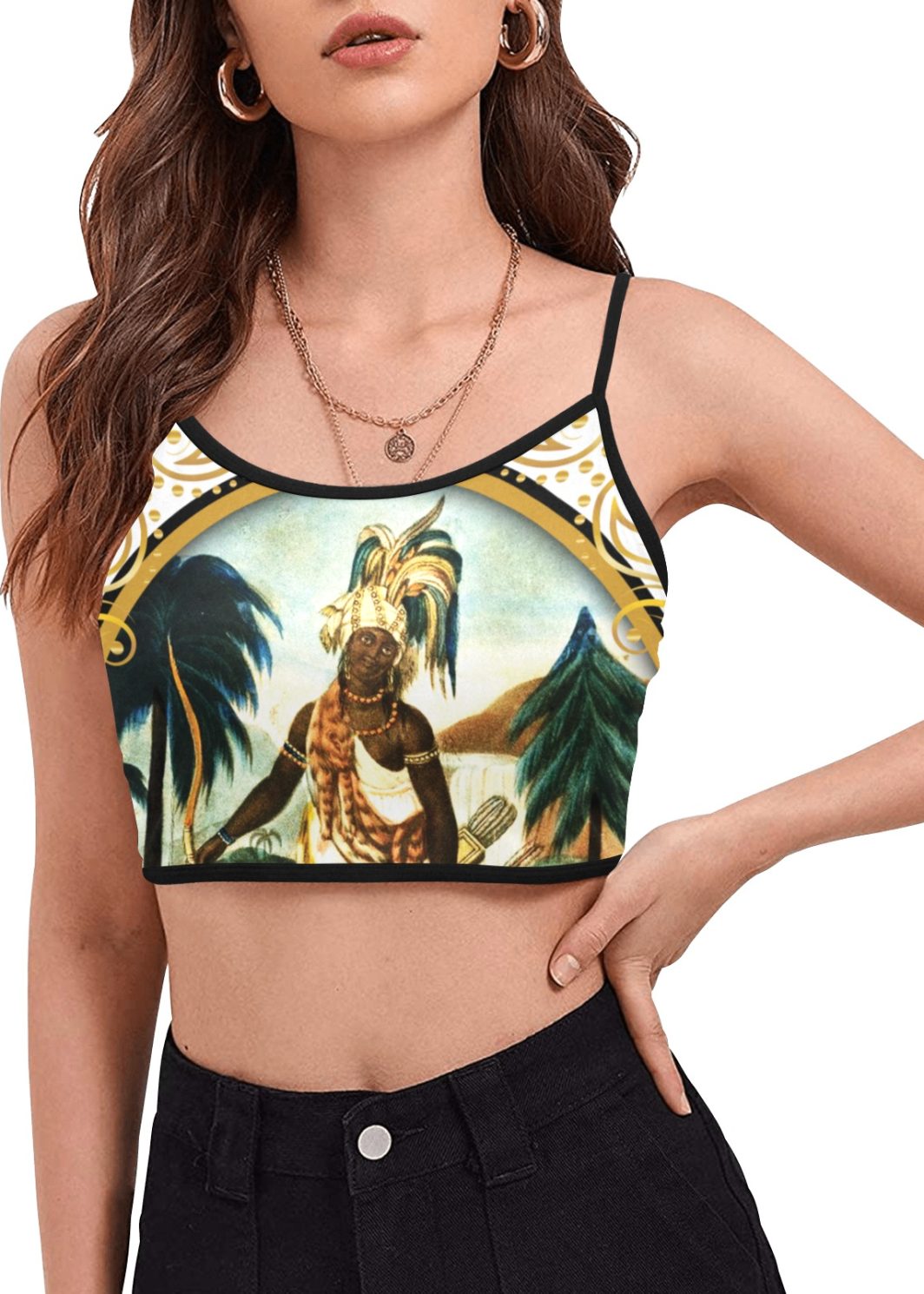 Emblem of America Exclusive Crop Top Women's Spaghetti Strap Crop Top (Model T67)