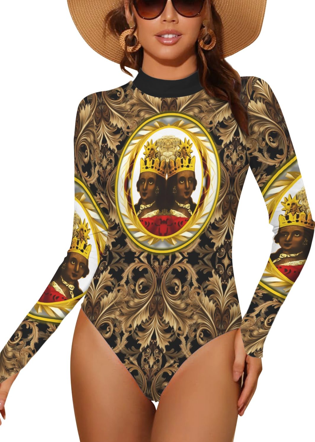 Mama-Quilla-onepiece-longsleeve Backless Long Sleeve One-Piece Swimsuit (Model S60)