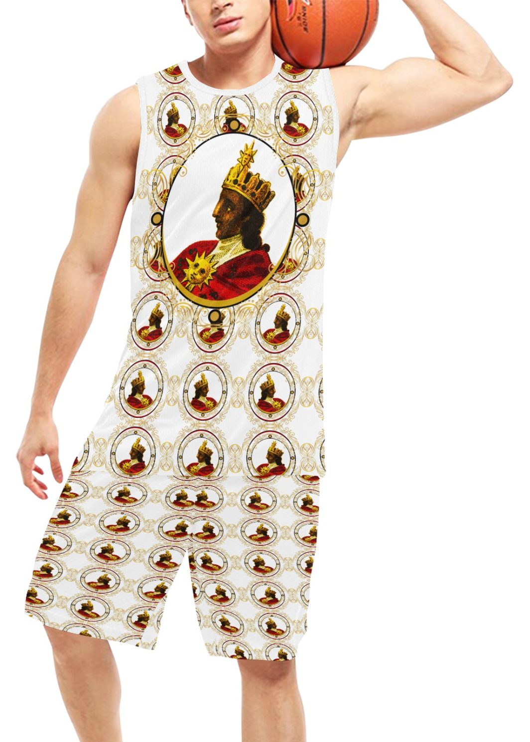 A4 Emperor White Shorts & Sleeveless Shirt Basketball Uniform with Pocket