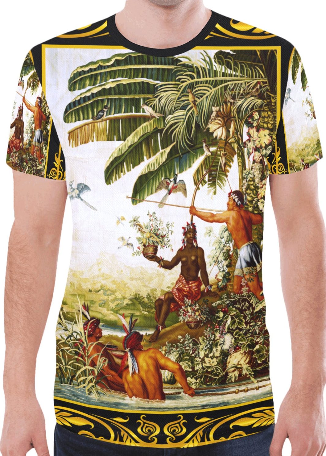 A4 AMERICAN PARADISE AOP BLACK New All Over Print T-shirt for Men (Model T45)