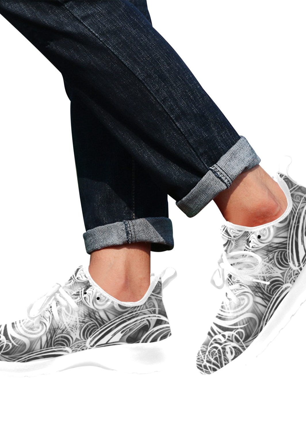 AOL-DS4-WHITE Men's One-Piece Vamp Sneakers (Model  67502)