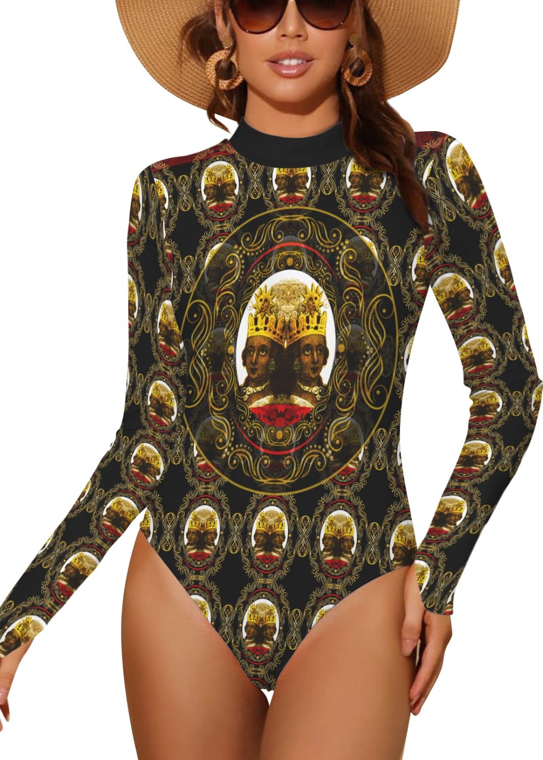 Empress-2024-update-1-transparent Backless Long Sleeve One-Piece Swimsuit (Model S60)