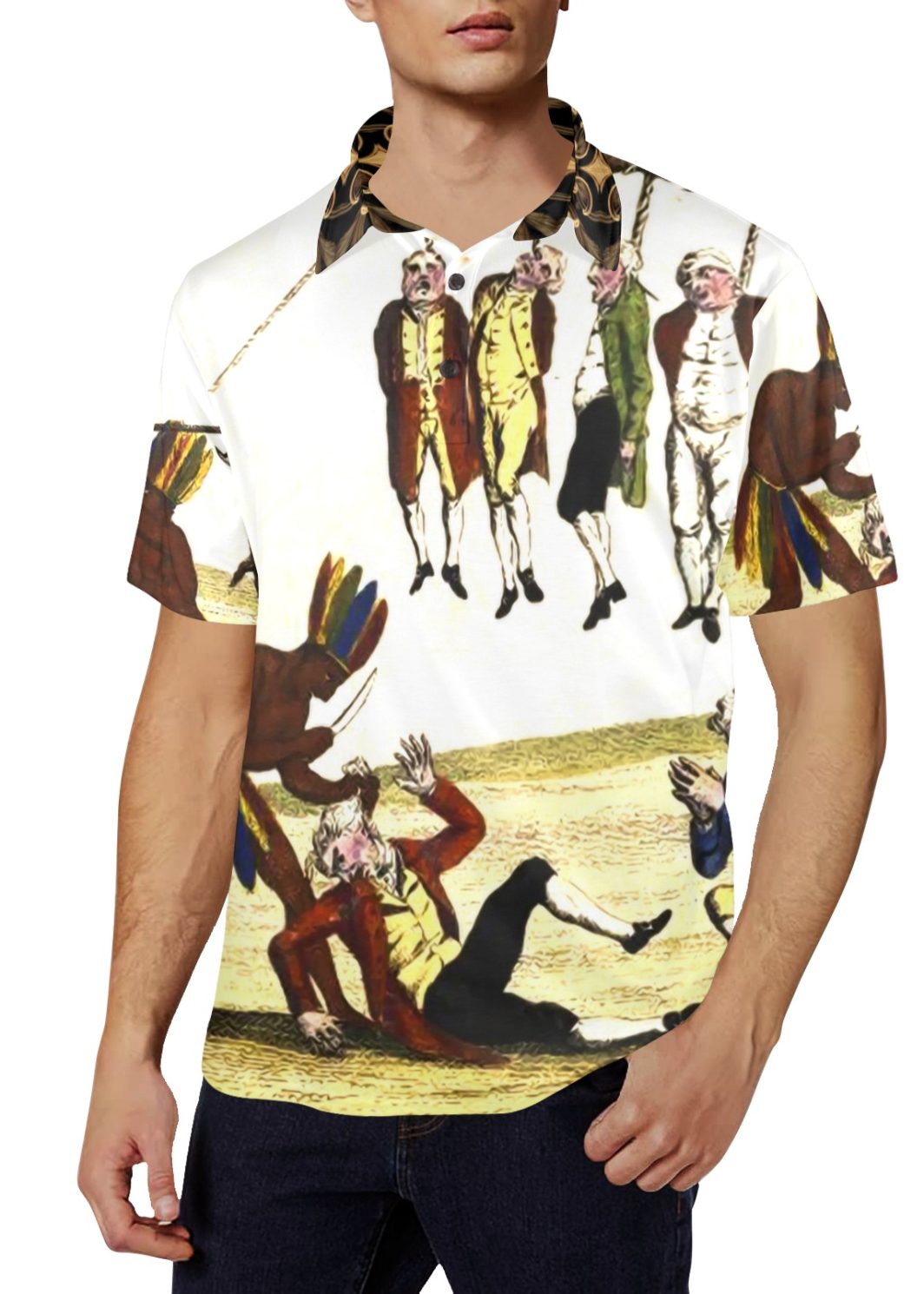 AMERICA-2024-PUNISHMENT-polo Men's All Over Print Polo Shirt (Model T55)