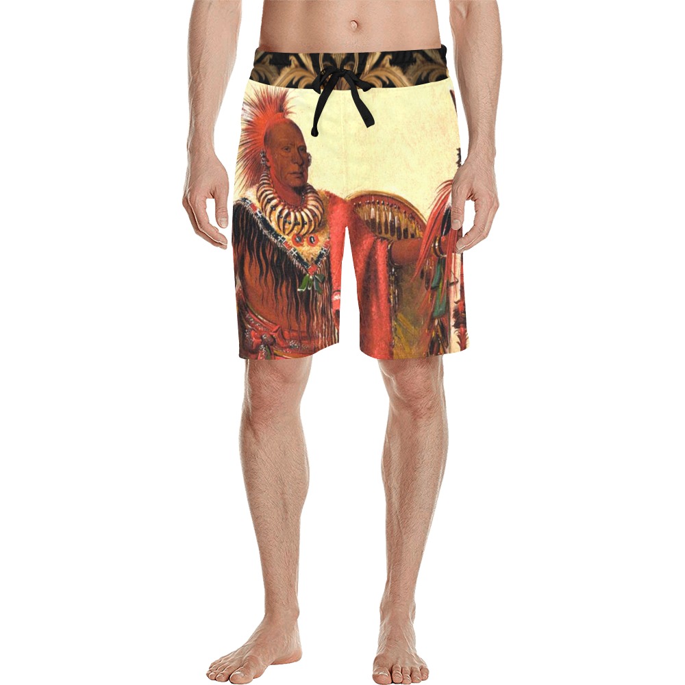 12x16-a4-Kee-o-kúk_The_Watchful_Fox_Chief_of_the_Tribe-ready Men's All Over Print Casual Shorts (Model L23)