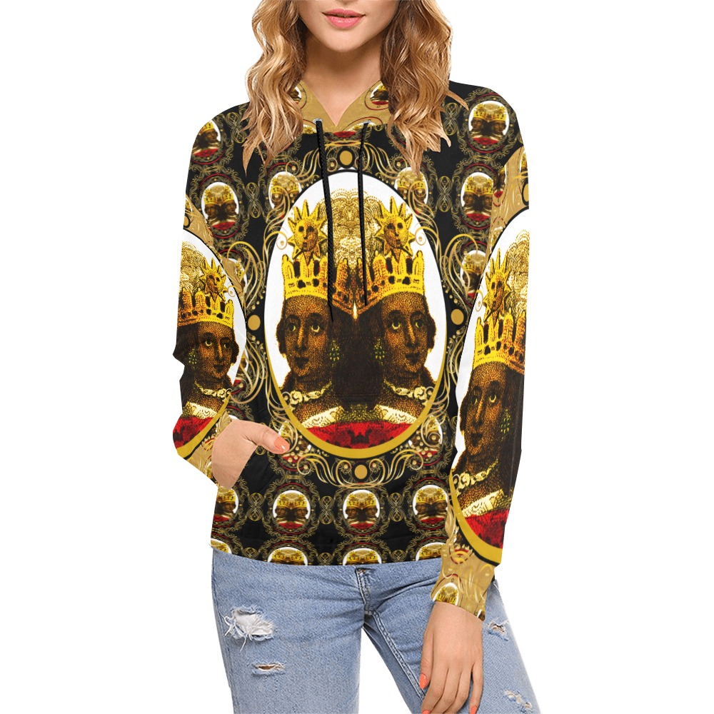 Empress Honey Brown Black Hoodie All Over Print Hoodie for Women (USA Size) (Model H13)