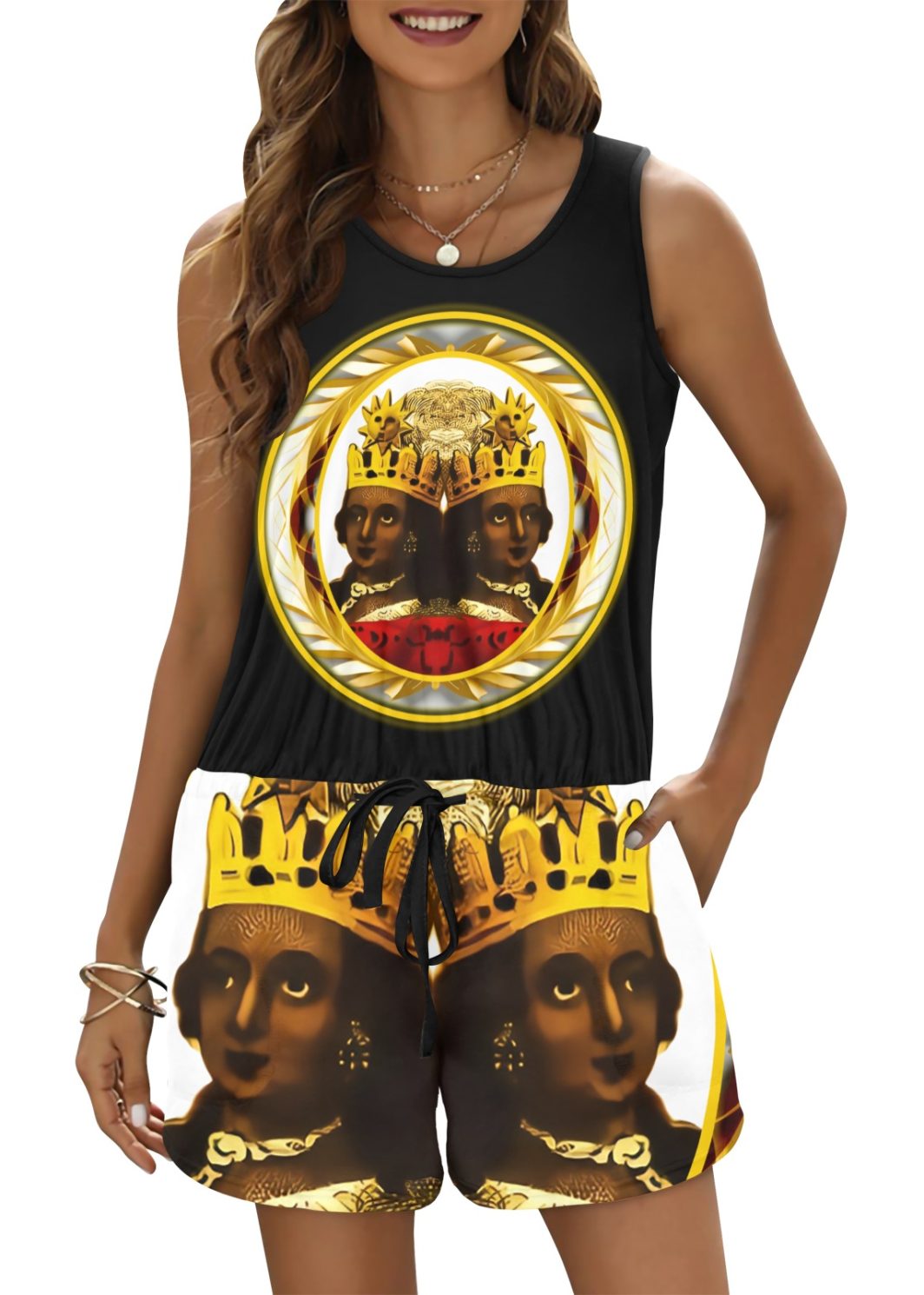 New-Empress-Design-jumpsuit All Over Print Vest Short Jumpsuit