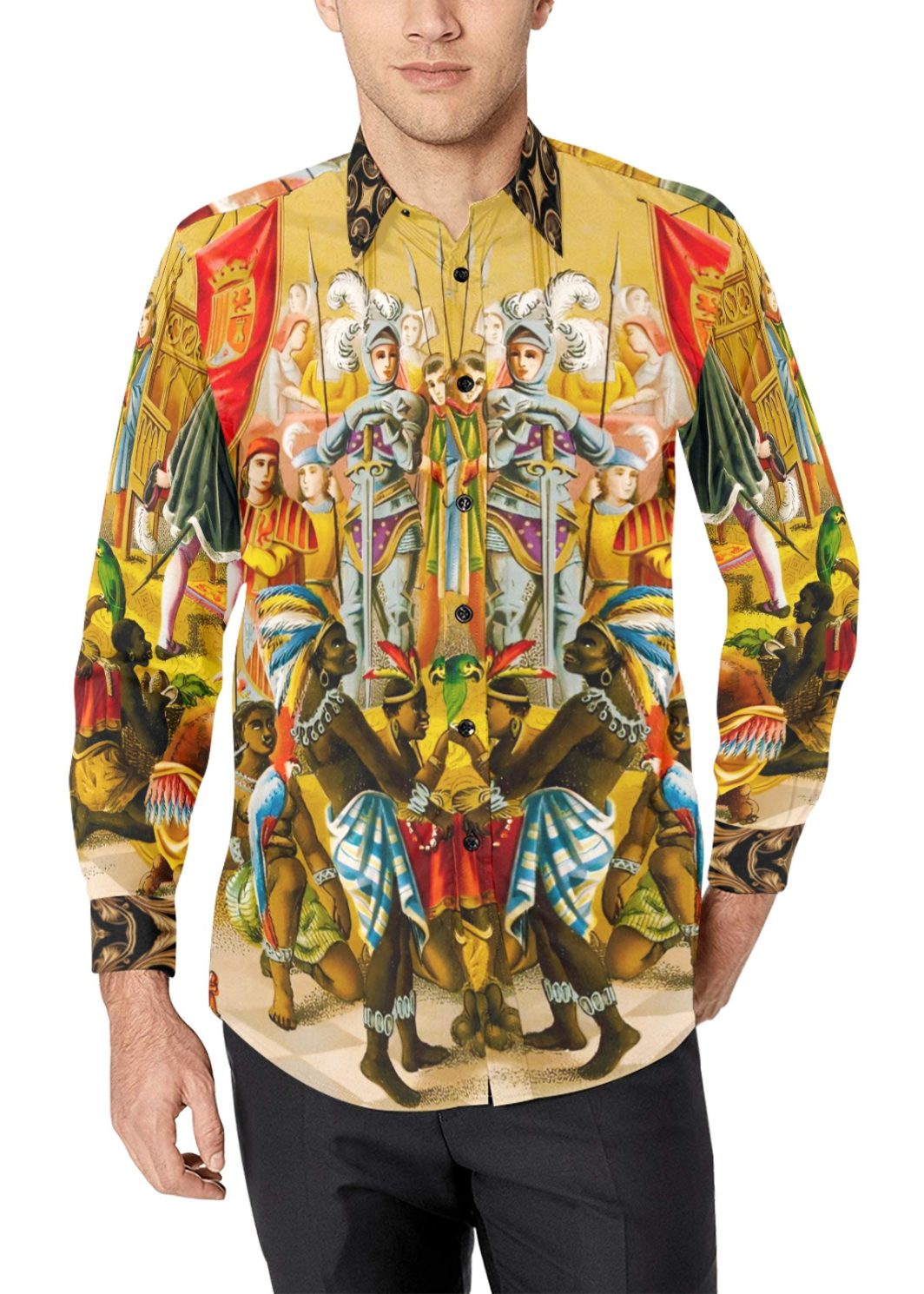 AMERICA-Exclusive-2024-READY-Arawak Men's All Over Print Casual Dress Shirt (Model T61)