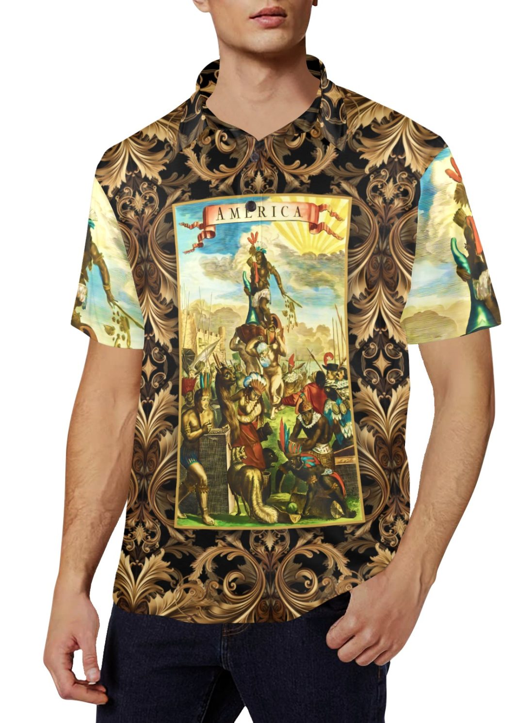AMERICA-2024-READY-polo Men's All Over Print Polo Shirt (Model T55)