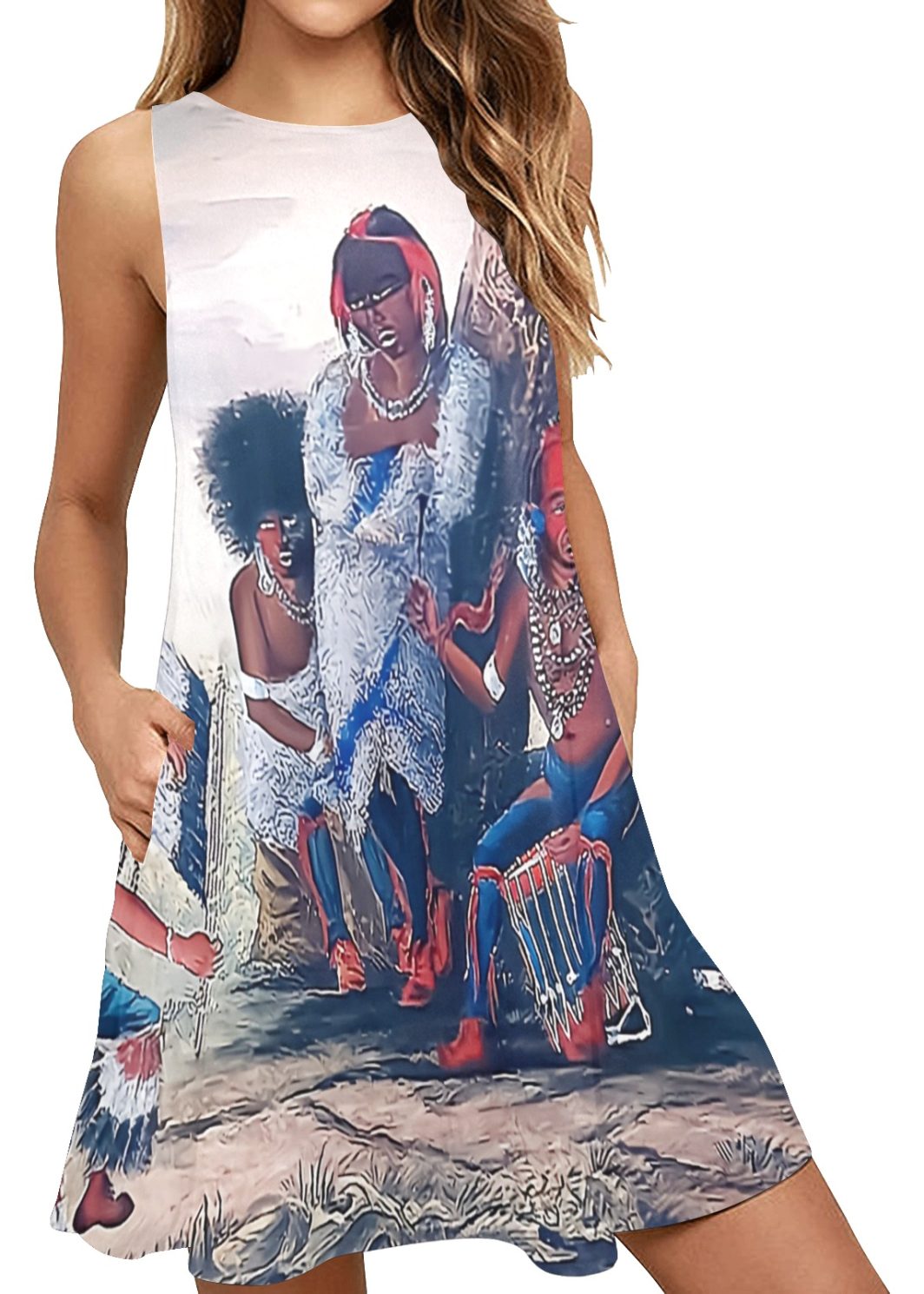 Chippewa-1 Sleeveless A-Line Pocket Dress (Model D57)