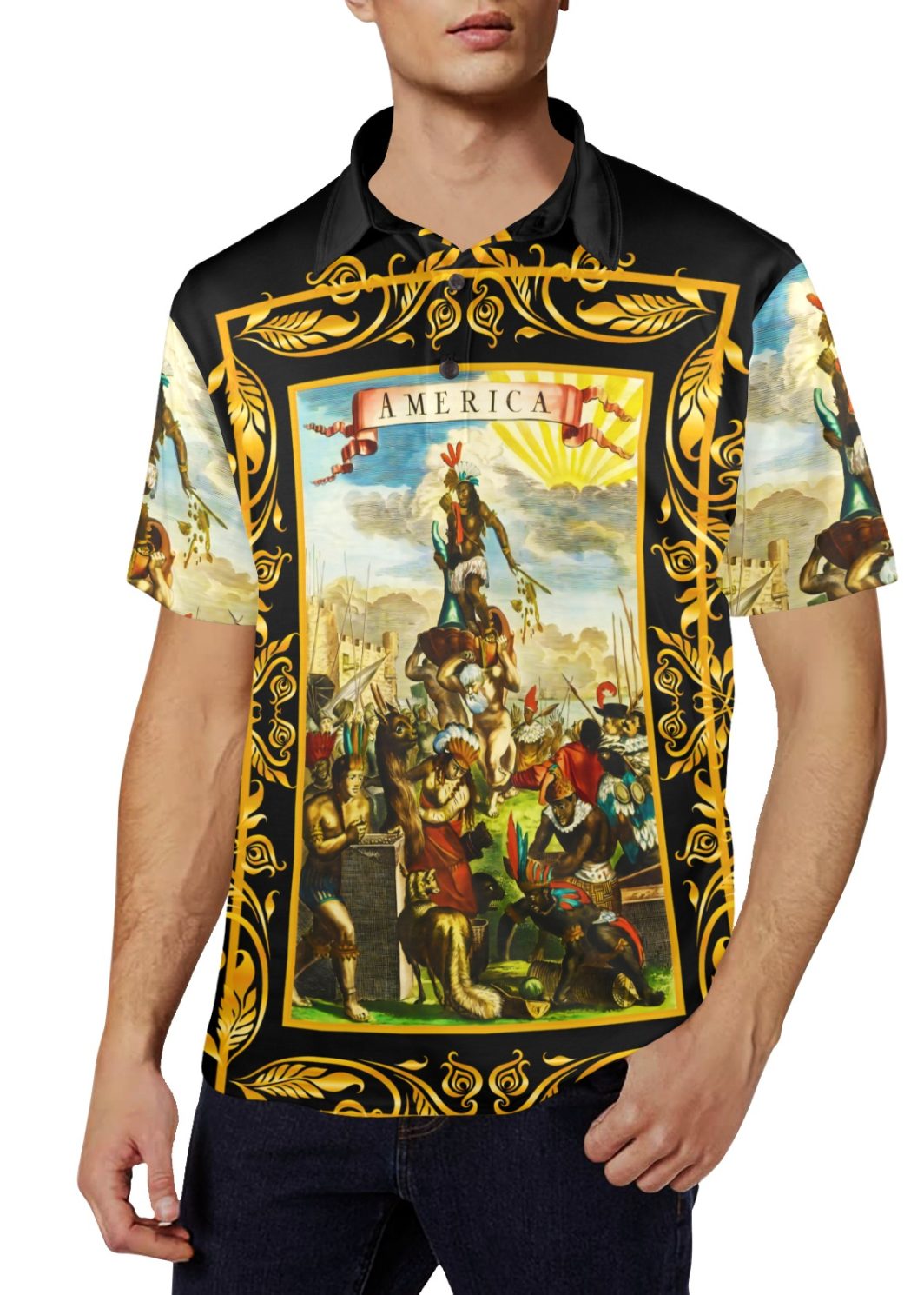 AMERICA-2024-READY-polo Men's All Over Print Polo Shirt (Model T55)
