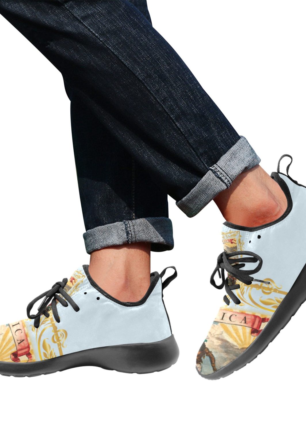 AMERICA EXCLUSIVE-SKYBLUE Men's One-Piece Vamp Sneakers (Model  67502)