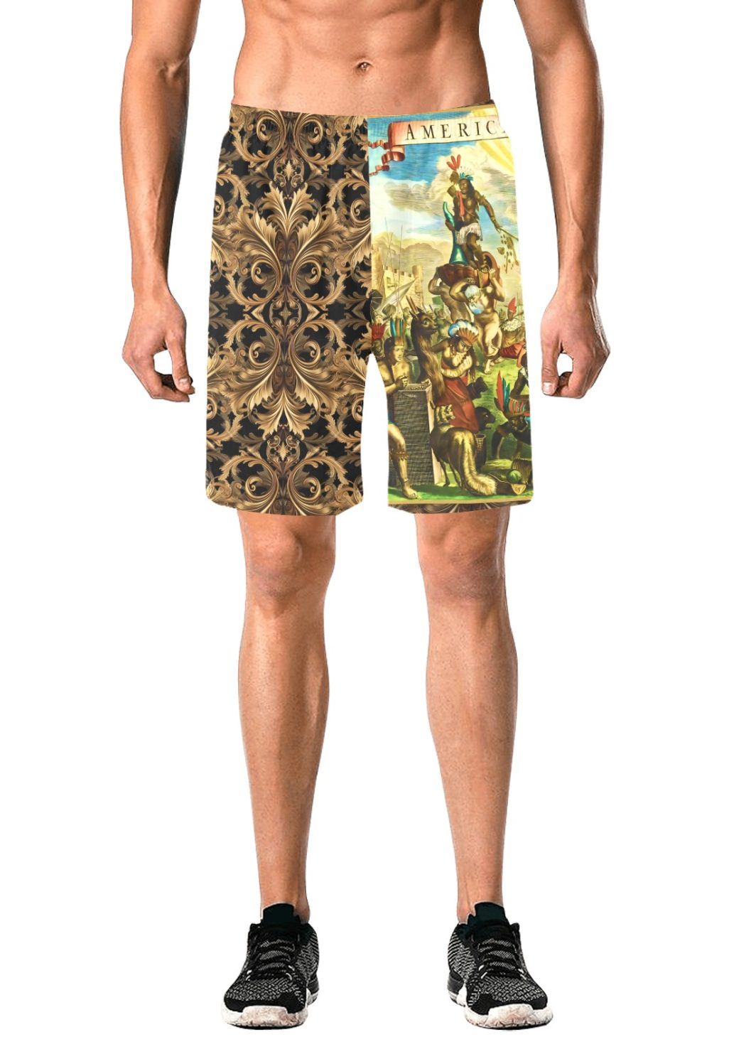 AMERICA-2024-READY-5 Men's All Over Print Elastic Beach Shorts (Model L20)