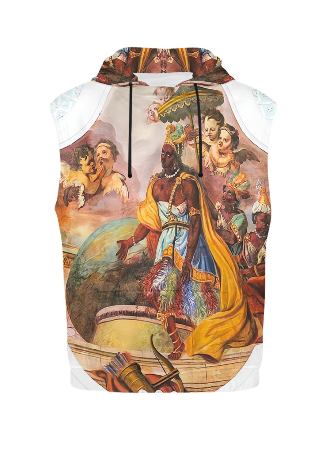 America-sleeveless-hoodie-baroque-fresco All Over Print Sleeveless Hoodie for Men (Model H15)