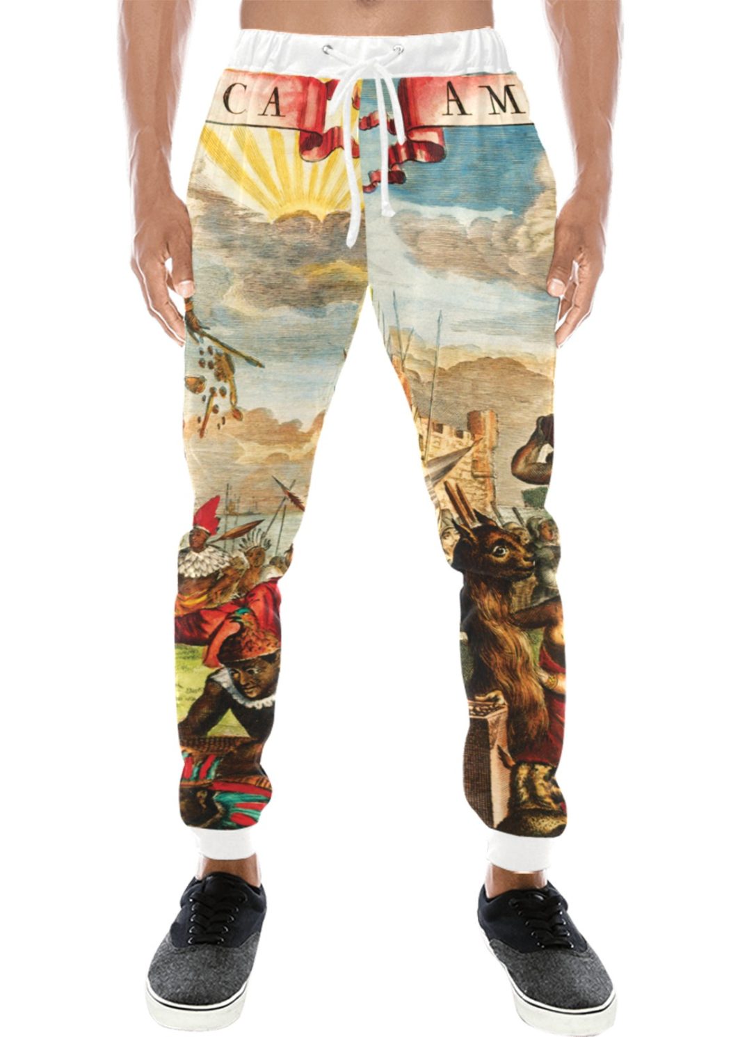 America White Strings + Trim Sweatpants Men's All Over Print Sweatpants (Model L11)