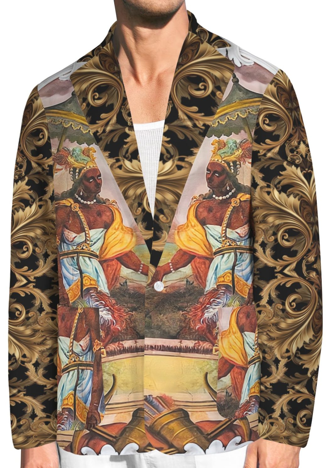 AMERICA-Exclusive-2024-READY-fresco-blazer Men's All Over Print Blazer (Model H64)