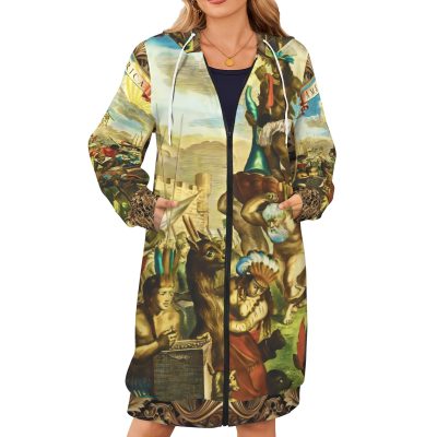 America Exclusive Long Hooded Coat 3 Women's Long Hooded Coat (Model H72)