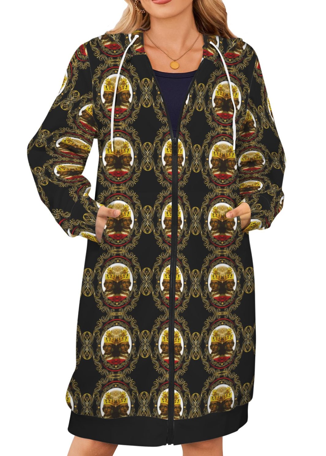 Empress Long Hooded Coat 1 Women's Long Hooded Coat (Model H72)