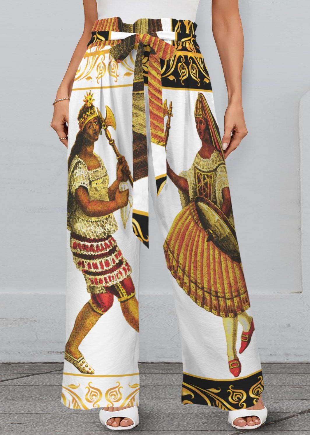 Royalty Exclusive Wide Leg Pants Strappy Elastic Waist Wide Leg Pants with Pockets